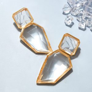 1pair Crystal Decor Drop Earrings